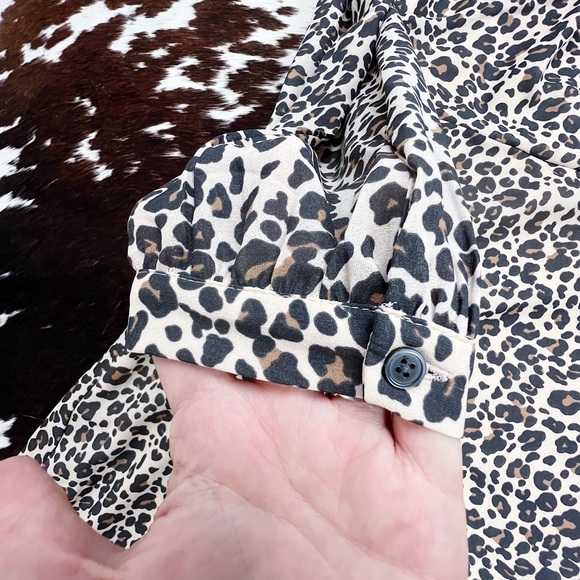 NWT LOFT Plus Leopard Print Flare Shirtdress Long Sleeve Size 16 - Picture 7 of 8